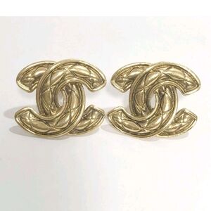 Elegant Gold-Tone Chanel Stud Earrings